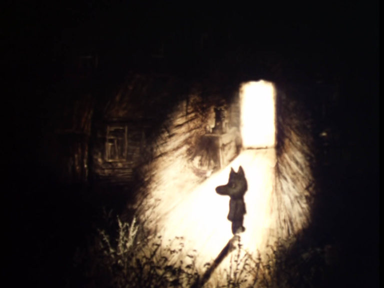 話の話 - 狼の子が民家に入っていく